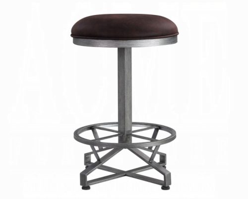 Acme Evangeline Rustic Brown Fabric & Black Counter Height Stool -  Set of 2