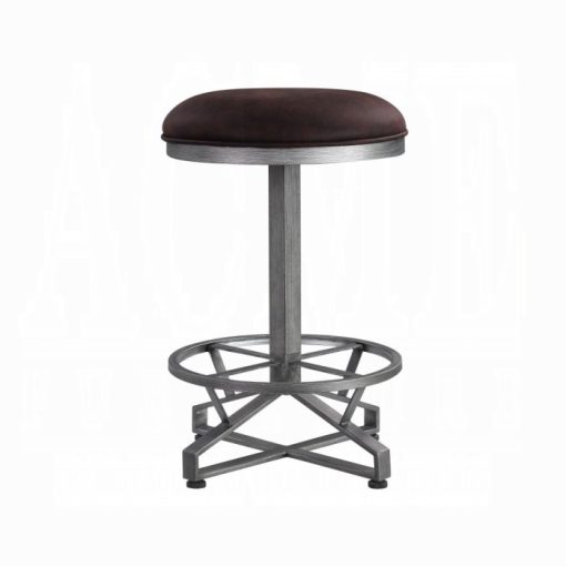Acme Evangeline Rustic Brown Fabric & Black Counter Height Stool -  Set of 2