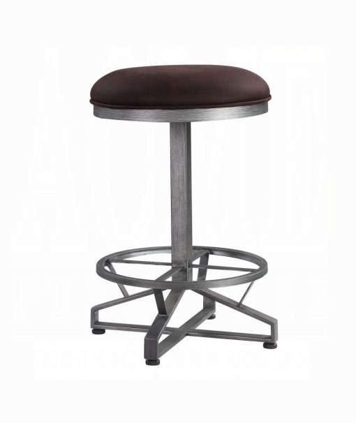 Acme Evangeline Rustic Brown Fabric & Black Counter Height Stool -  Set of 2 - Image 2