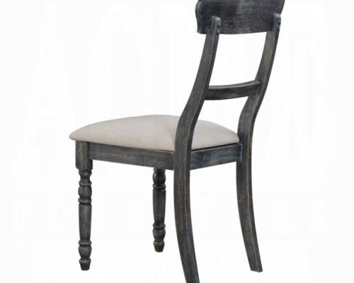 Acme Leventis Light Brown Linen & Weathered Gray Side Chair - Set of 2