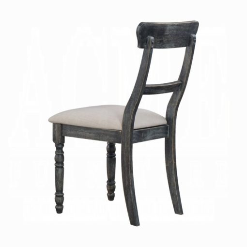 Acme Leventis Light Brown Linen & Weathered Gray Side Chair - Set of 2