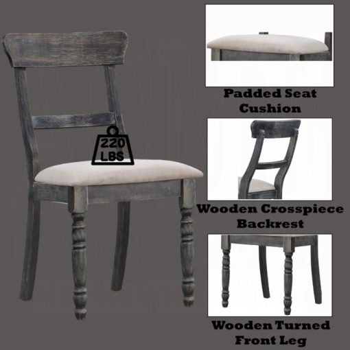 Acme Leventis Light Brown Linen & Weathered Gray Side Chair - Set of 2 - Image 4