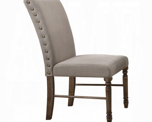 Acme Leventis Cream Linen & Weathered Oak Side Chair - Set of 2