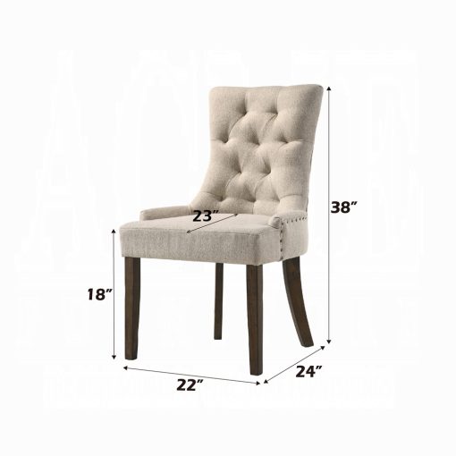 Acme Farren Beige Fabric & Weathered Oak Side Chair -  Set of 2 - Image 6