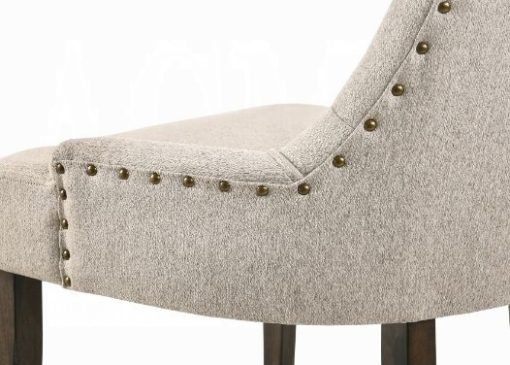 Acme Farren Beige Fabric & Weathered Oak Side Chair -  Set of 2 - Image 2