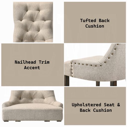 Acme Farren Beige Fabric & Weathered Oak Side Chair -  Set of 2 - Image 7