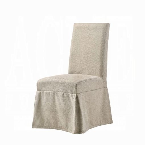 Acme Faustine Tan Fabric & Salvaged Light Oak Side Chair - Set of 2