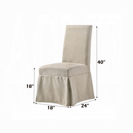 Acme Faustine Tan Fabric & Salvaged Light Oak Side Chair - Set of 2 - Image 6