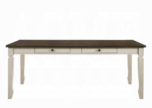 Acme Fedele Weathered Oak & Cream Dining Table - Image 5