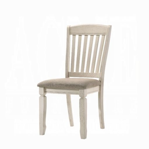 Acme Fedele Tan Fabric & Cream Side Chair - Set of 2