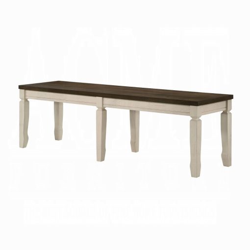 Acme Fedele Weathered Oak & Cream Bench - Image 2