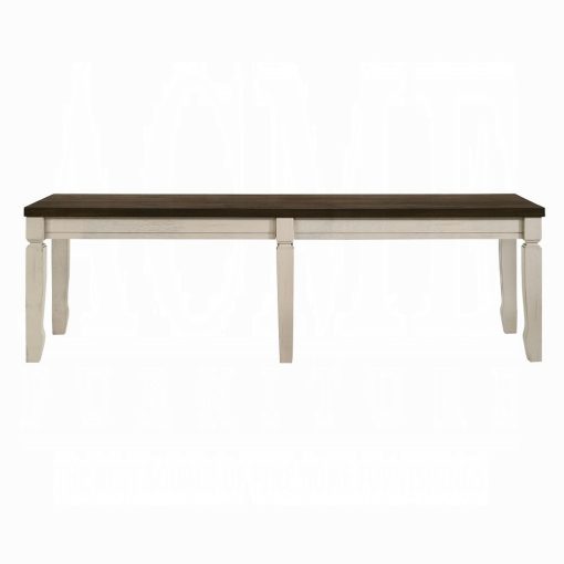 Acme Fedele Weathered Oak & Cream Bench - Image 3