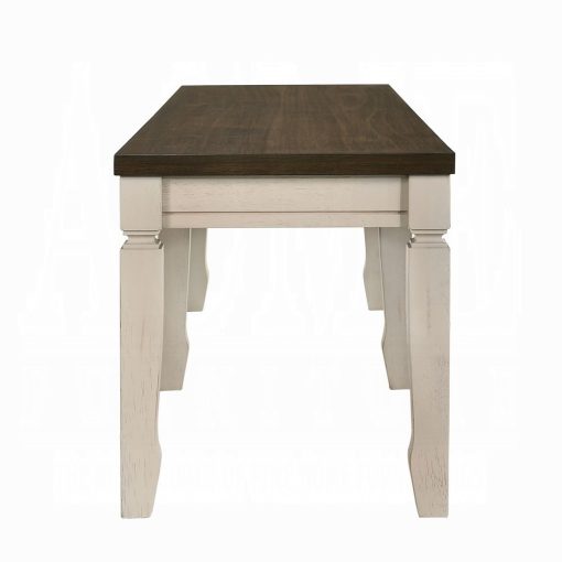 Acme Fedele Weathered Oak & Cream Bench - Image 4