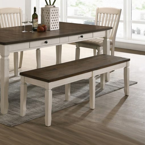 Acme Fedele Weathered Oak & Cream Bench - Image 6