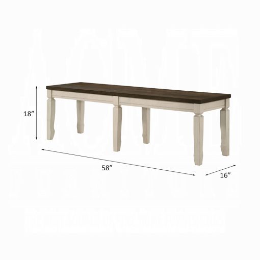 Acme Fedele Weathered Oak & Cream Bench - Image 7