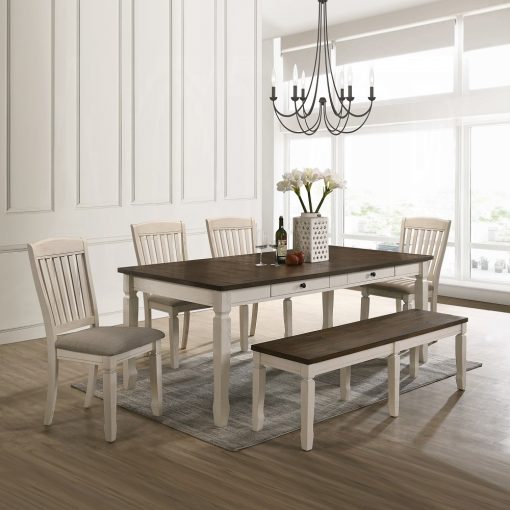 Acme Fedele Weathered Oak & Cream Bench - Image 8