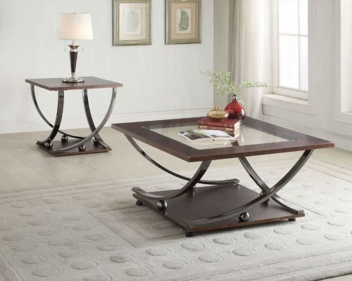 Acme Isiah Black Nickel & Clear Glass Coffee Table
