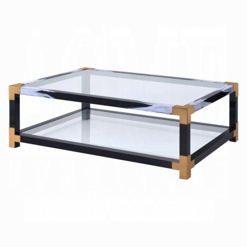 Acme Lafty White Brushed & Clear Glass Coffee Table - Image 2