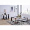 Acme Lafty White Brushed & Clear Glass End Table