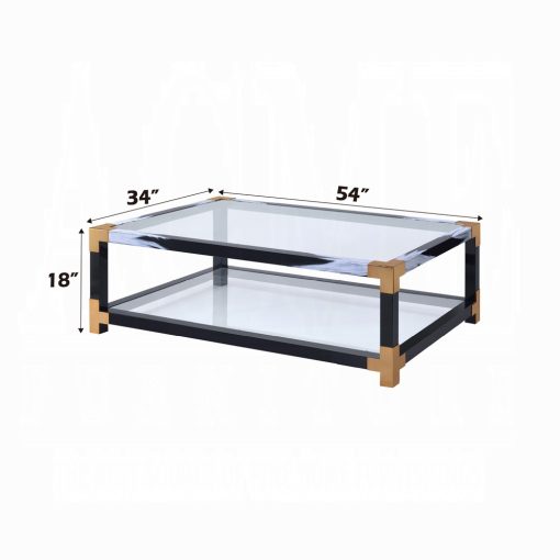 Acme Lafty White Brushed & Clear Glass Coffee Table - Image 4