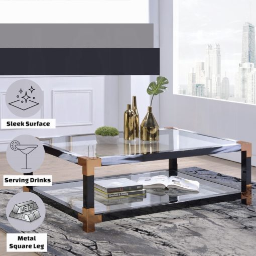 Acme Lafty White Brushed & Clear Glass Coffee Table - Image 5