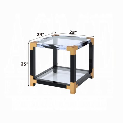 Acme Lafty White Brushed & Clear Glass End Table - Image 4