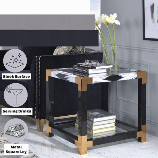 Acme Lafty White Brushed & Clear Glass End Table - Image 5