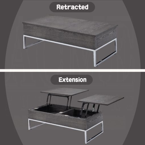 Acme Iban Gray Oak & Chrome Coffee Table with Lift Top - Image 5
