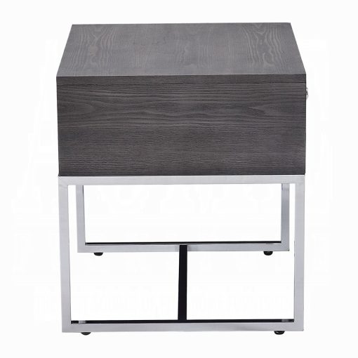 Acme Iban Gray Oak & Chrome End Table - Image 4