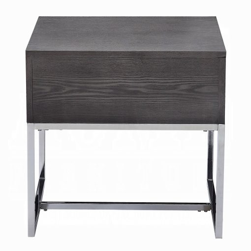 Acme Iban Gray Oak & Chrome End Table - Image 5