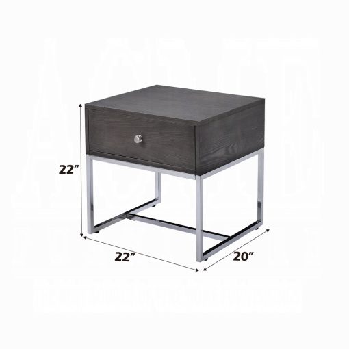 Acme Iban Gray Oak & Chrome End Table - Image 7