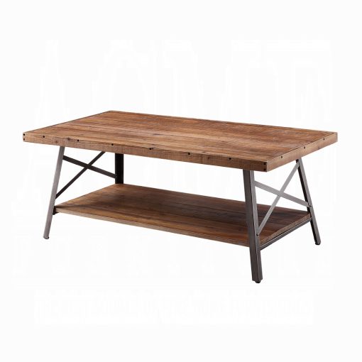 Acme Ikram Weathered Oak & Sandy Black Coffee Table - Image 2