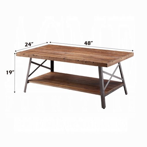 Acme Ikram Weathered Oak & Sandy Black Coffee Table - Image 7