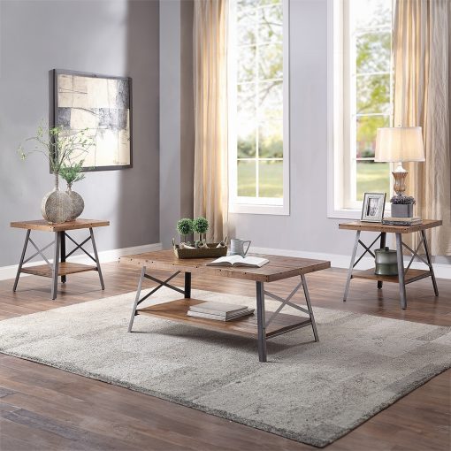 Acme Ikram Weathered Oak & Sandy Black Coffee Table - Image 6