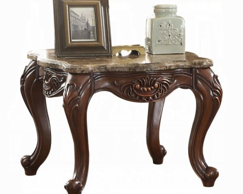 Acme Jardena Natural Marble Top & Cherry Oak End Table