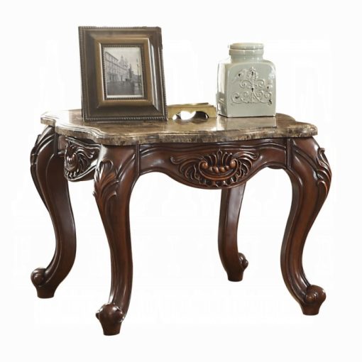 Acme Jardena Natural Marble Top & Cherry Oak End Table