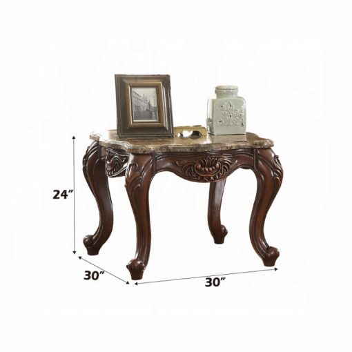 Acme Jardena Natural Marble Top & Cherry Oak End Table - Image 2