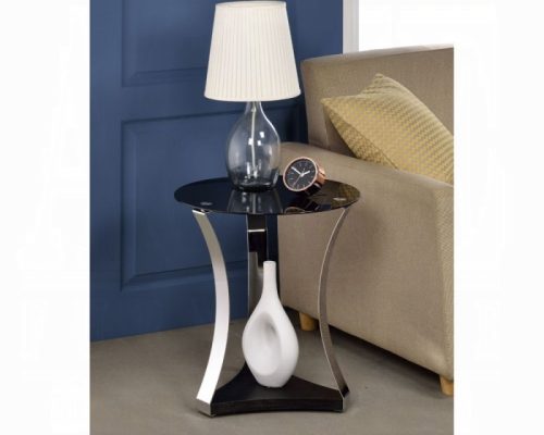 Acme Geiger Chrome & Black Glass End Table