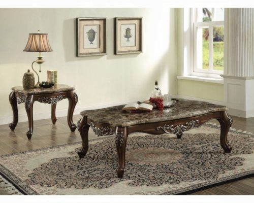 Acme Latisha Natural Marble Top & Antique Oak Coffee Table
