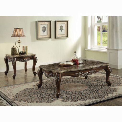 Acme Latisha Natural Marble Top & Antique Oak Coffee Table