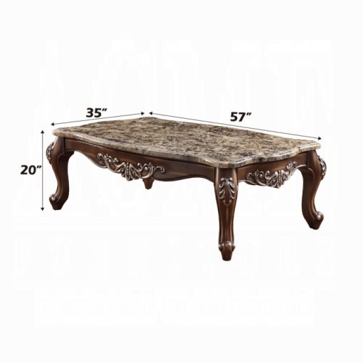 Acme Latisha Natural Marble Top & Antique Oak Coffee Table - Image 2