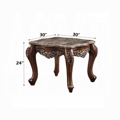 Acme Latisha Natural Marble Top & Antique Oak End Table - Image 2