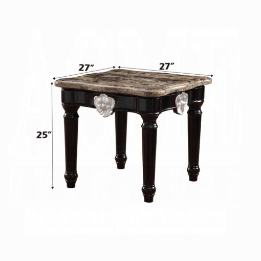 Acme Ernestine Natural Marble Top & Black End Table - Image 2