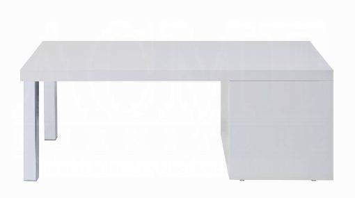 Acme Harta White High Gloss & Chrome Coffee Table - Image 2