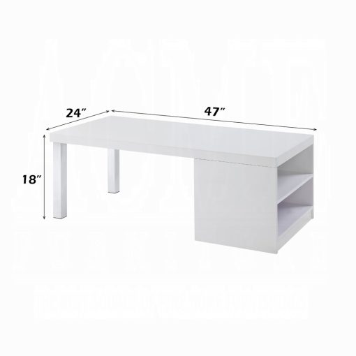 Acme Harta White High Gloss & Chrome Coffee Table - Image 3