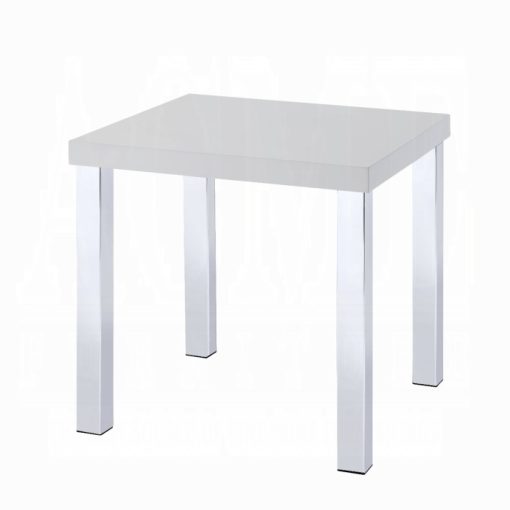 Acme Harta White High Gloss & Chrome End Table