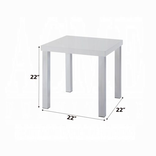 Acme Harta White High Gloss & Chrome End Table - Image 3