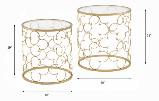 Acme Flowie Clear Glass & Gold Nesting Table Set - Image 2