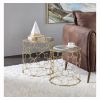 Acme Flowie Clear Glass & Gold Nesting Table Set