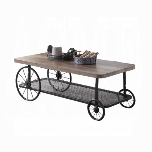 Acme Francie Oak & Antique Gray Coffee Table - Image 9